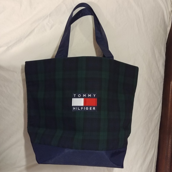 Tommy Hilfiger Handbags - Tommy Hilfiger Flag Logo Plaid Tote Shopper Bag